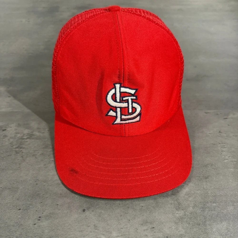 Vintage 80s St. Louis Cardinals Snapback  Trucker Hat Mens M/L Red Mesh Cap STL‎